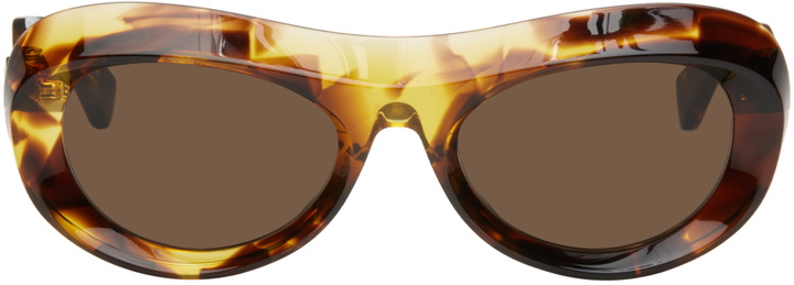 Photo: Bottega Veneta Tortoiseshell Scoop Round Acetate Sunglasses