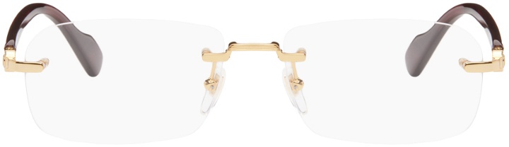 Photo: Gucci Gold & Burgundy Rectangular Glasses