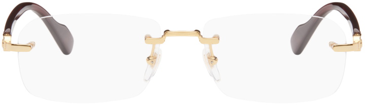 Photo: Gucci Gold & Burgundy Rectangular Glasses