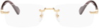 Gucci Gold & Burgundy Rectangular Glasses