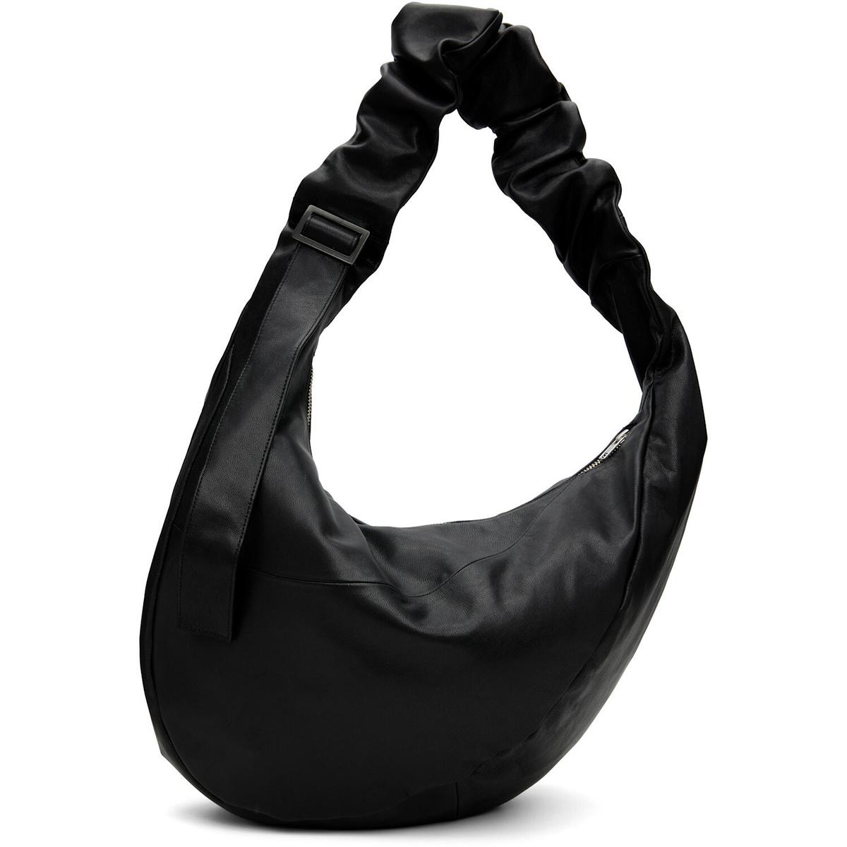 ssstein Black Goat Leather Twist Shoulder Bag