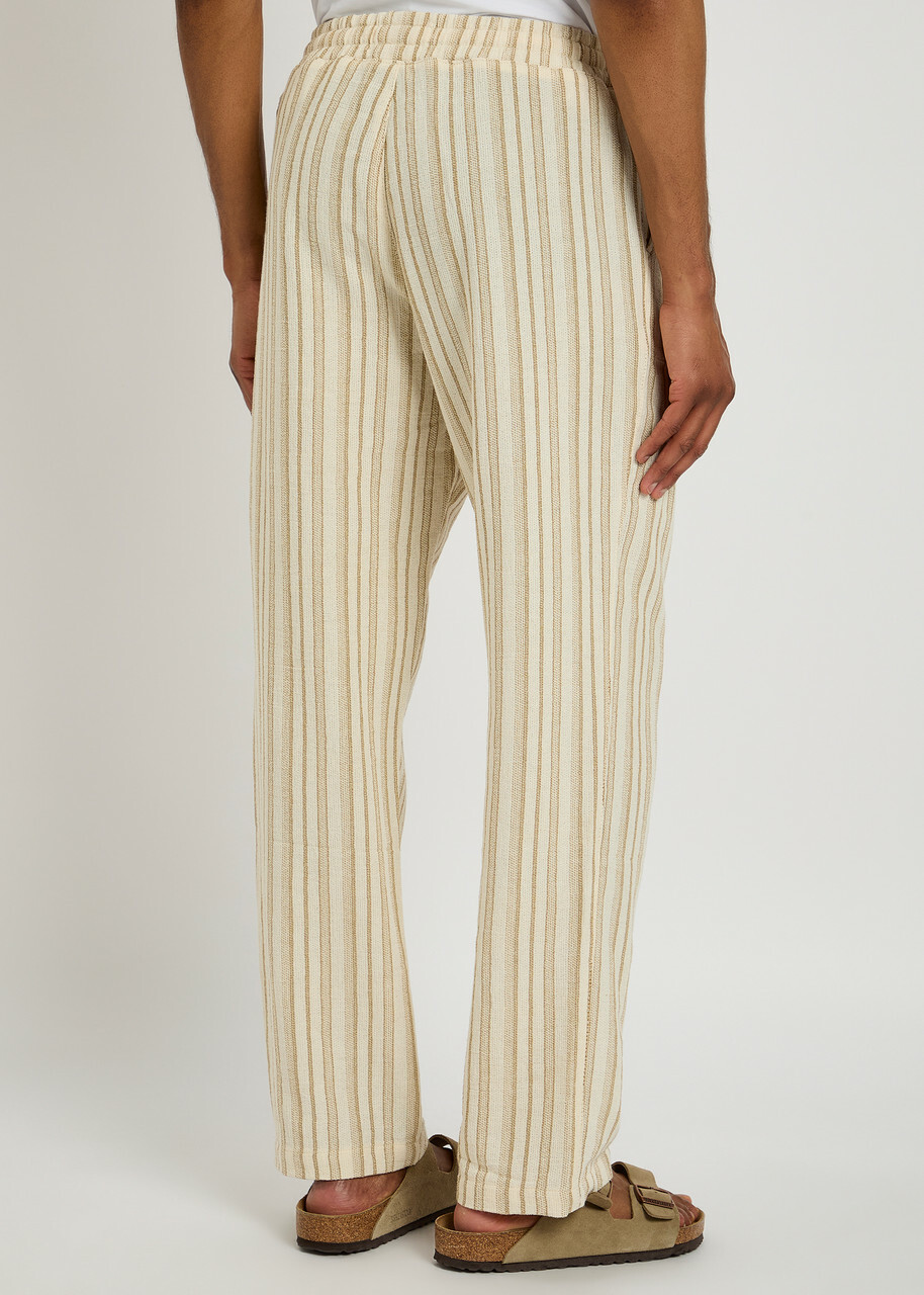 Les Deux Houston Stripe Cotton-blend Trousers Ecru