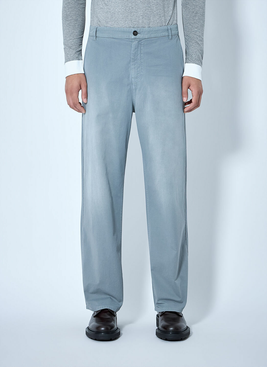 Miu Miu Steel Gray Garment-Dyed Twill Pants