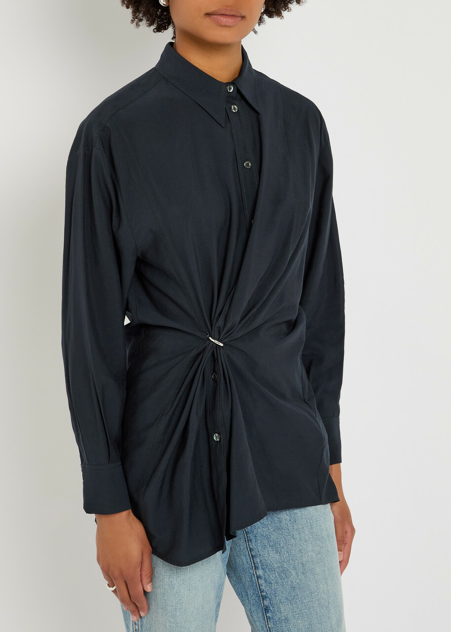 High Skylark Gathered Woven Shirt Dark Blue