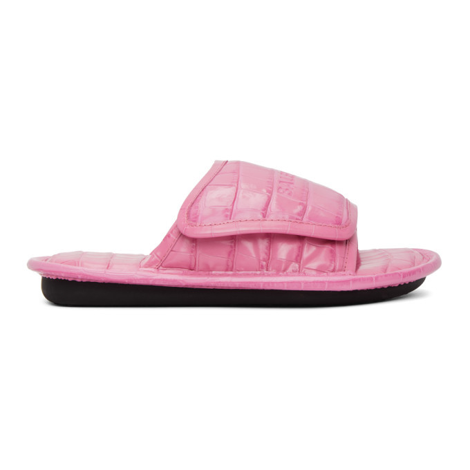 Balenciaga Pink Croc Home Mule Sandals Balenciaga