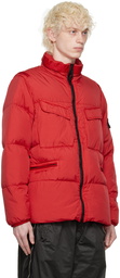 Stone Island Red Garment-Dyed Down Jacket