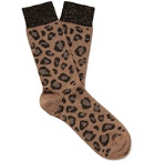Versace - Leopard-Jacquard Cotton Socks - Brown