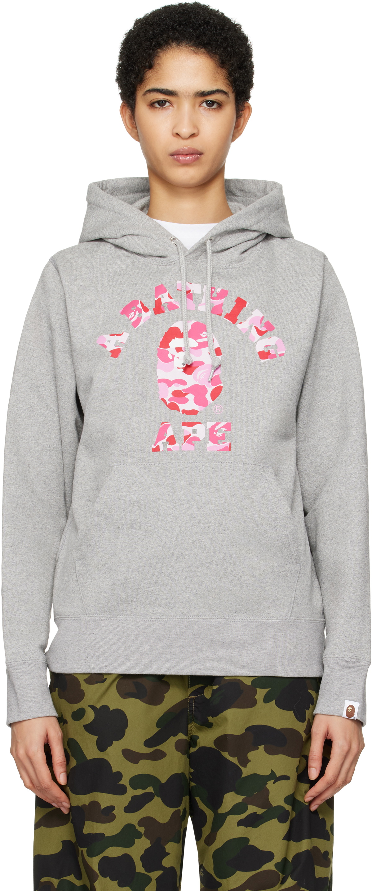 BAPE Gray ABC Camo College Pullover Hoodie A Bathing Ape