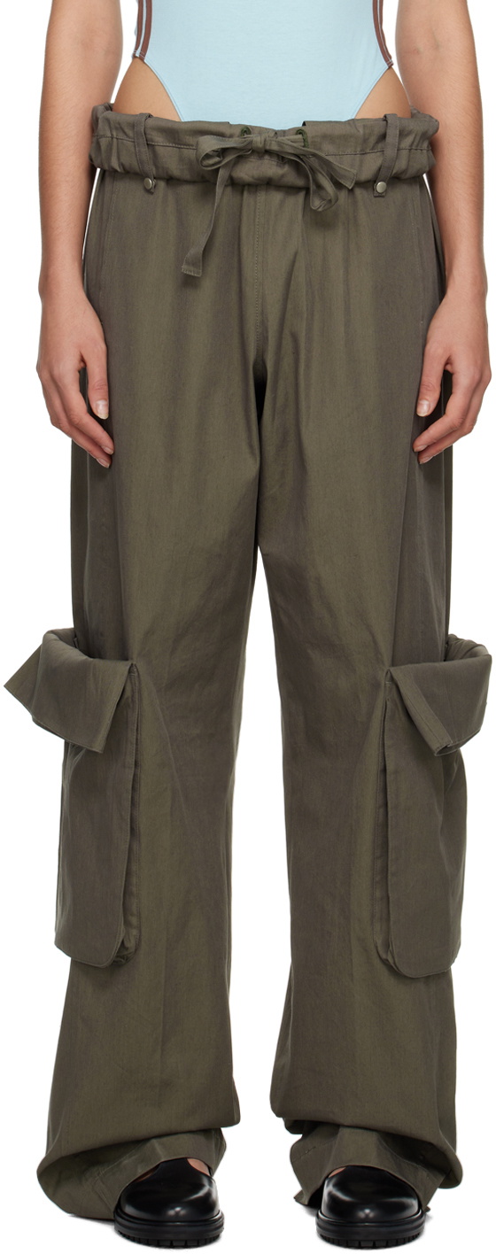 OPEN YY Khaki Rolled Waist Cargo Pants OPEN YY