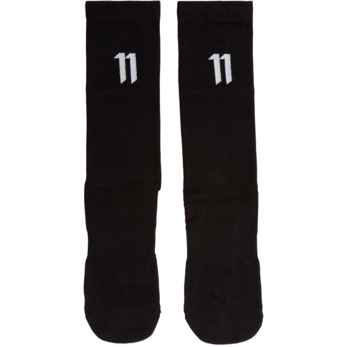 Photo: 11 by Boris Bidjan Saberi Three-Pack Black Bamboo Logo Socks