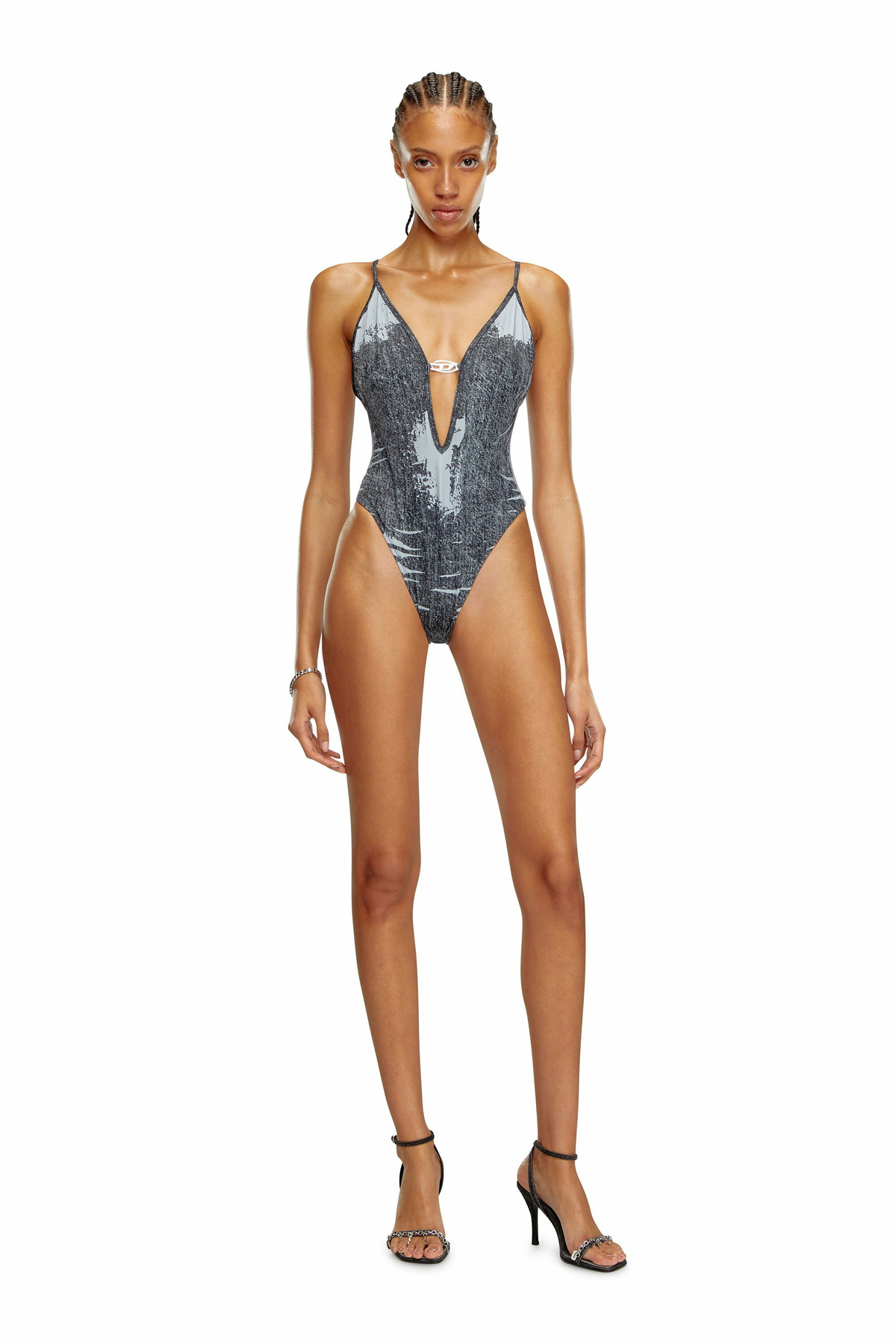 Diesel Swimsuit with denim print - Swimsuits Womens in Black