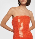 LaQuan Smith Floral lace strapless minidress
