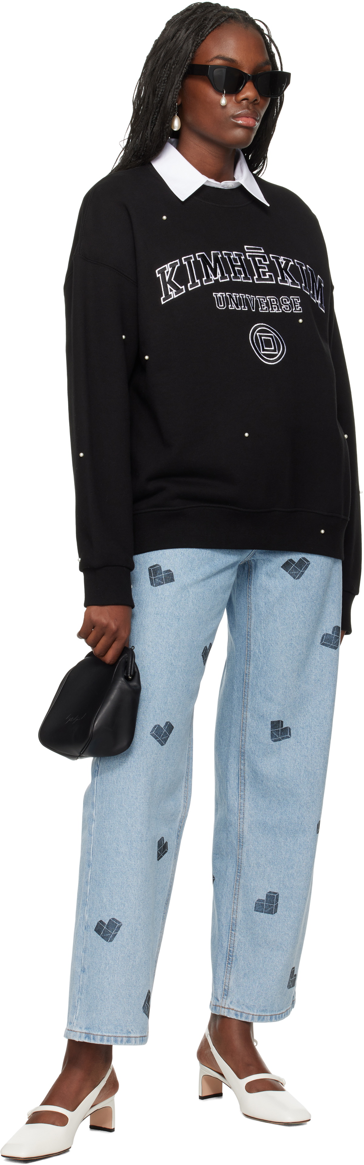 KIMHĒKIM Black Pearl Embellished 'Universe' Sweatshirt