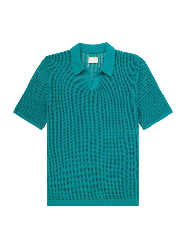 Photo: Aimé Leon Dore - Open-Collar Open-Knit Cotton Polo Shirt - Green