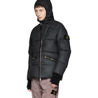 Stone Island Black Down Hooded Jacket