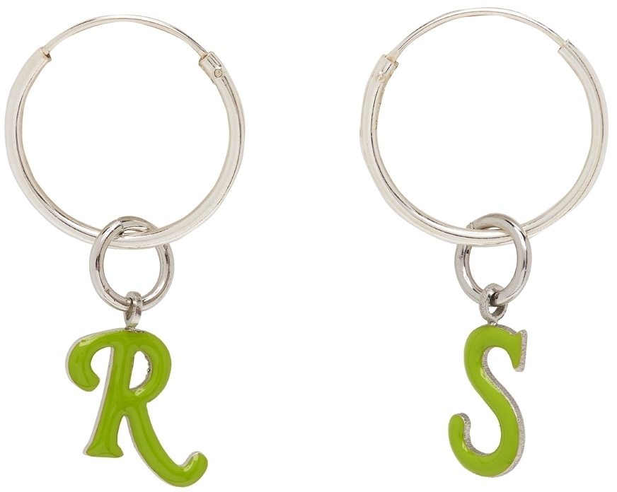 Photo: Raf Simons Silver & Green Logo Earrings