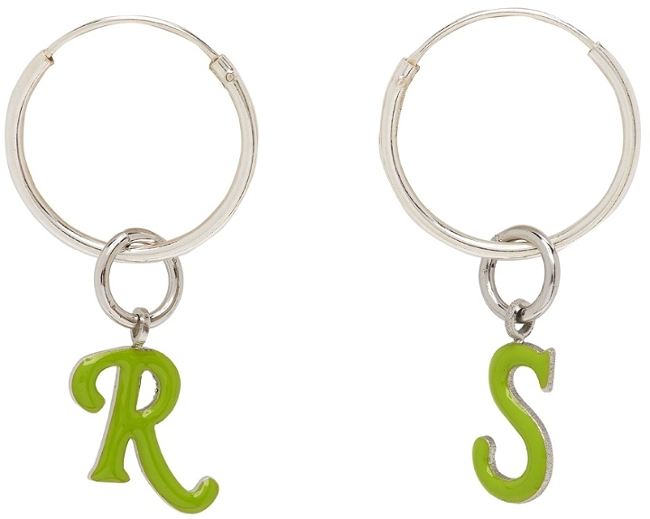 Photo: Raf Simons Silver & Green Logo Earrings