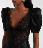 Rodarte Lace-trimmed silk charmeuse minidress