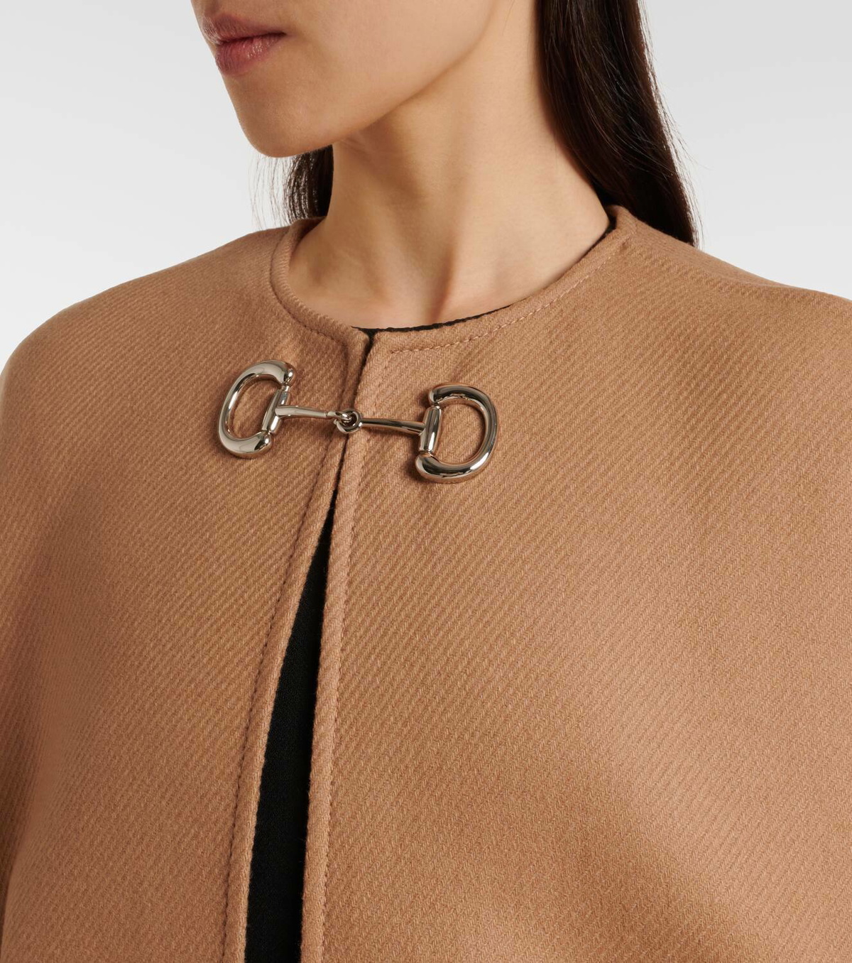 コート Giovi Wool and cashmere cape Beige Double-sided cashmere blend cape - Khaki - Yves Salomon