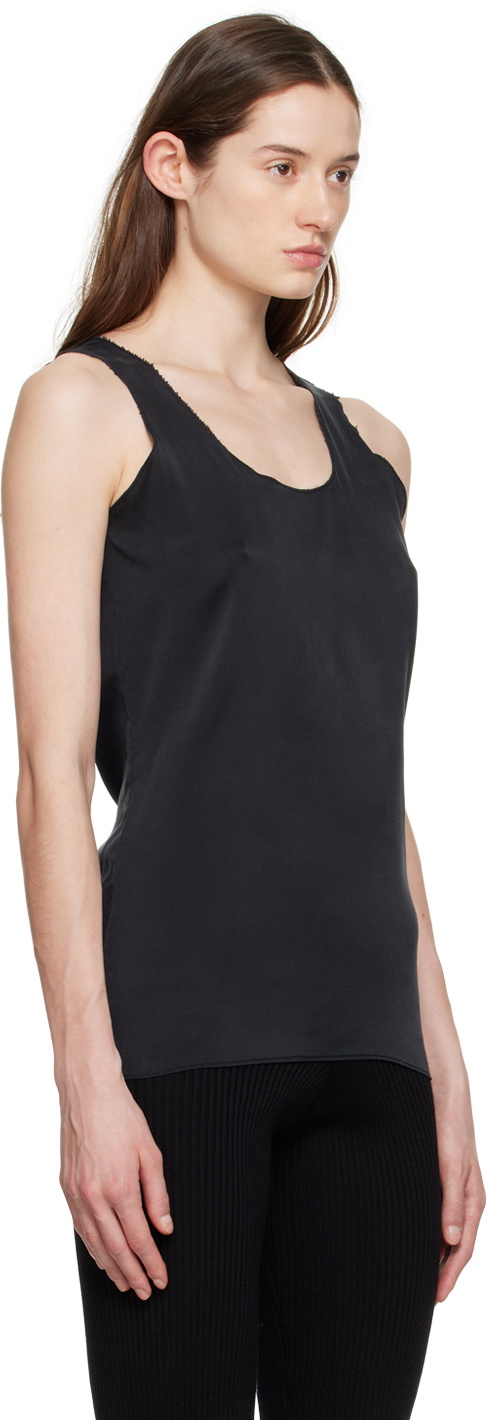 Gabriela Coll Garments Black Raw Edge Tank Top