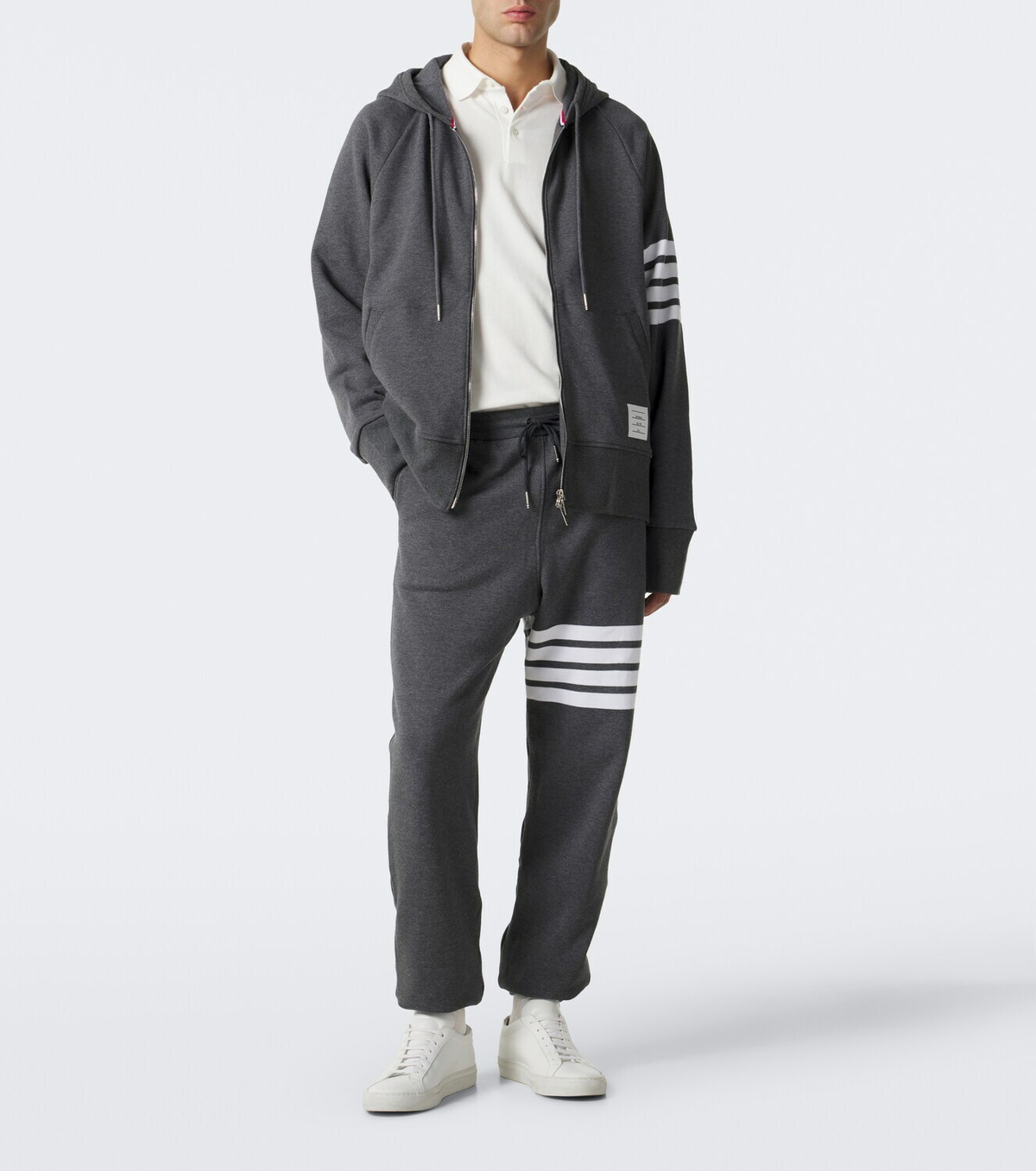 Thom Browne 4-Bar cotton jersey zip-up hoodie