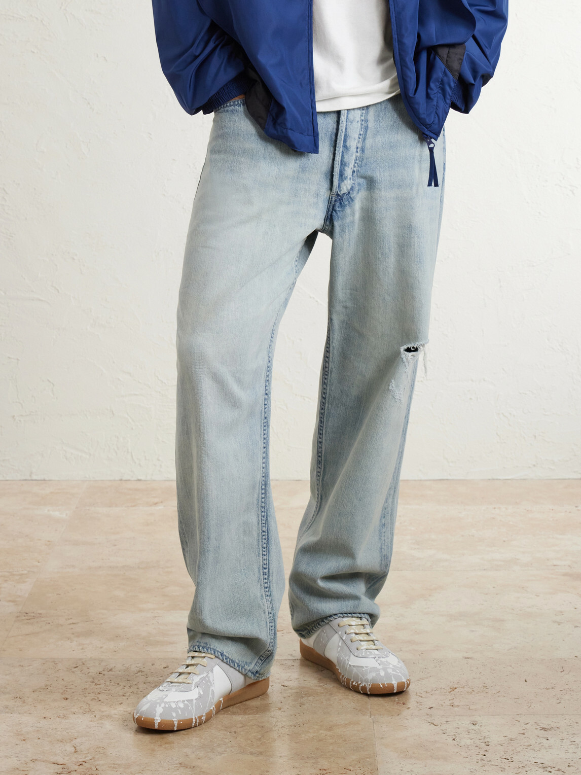 Maison Margiela - Replica Paint-Splattered Leather Sneakers - White