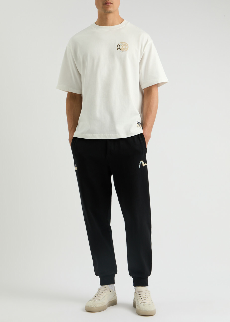 Evisu Kamon and The Great Wave Printed Cotton T-shirt Off White