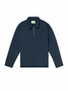 Folk - Signal Poplin-Trimmed Cotton-Jersey Half-Zip Sweatshirt - Blue