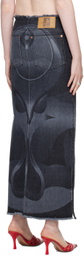 Conner Ives Black Ghulam Denim Midi Skirt