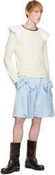 ANDREJ GRONAU Off-White Draped Shoulder Jersey Top