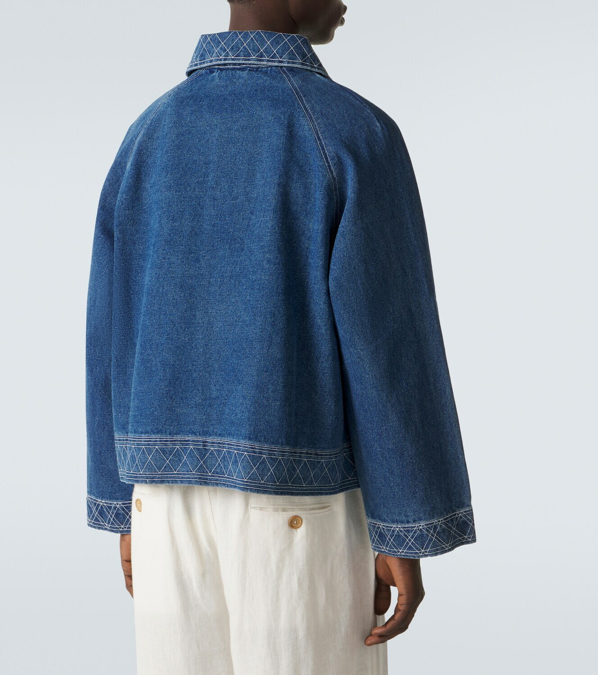 Bode Embroidered wool and cotton denim jacket
