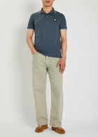 Stone Island Logo-appliquéd Piqué Cotton Polo Shirt Blue Dark