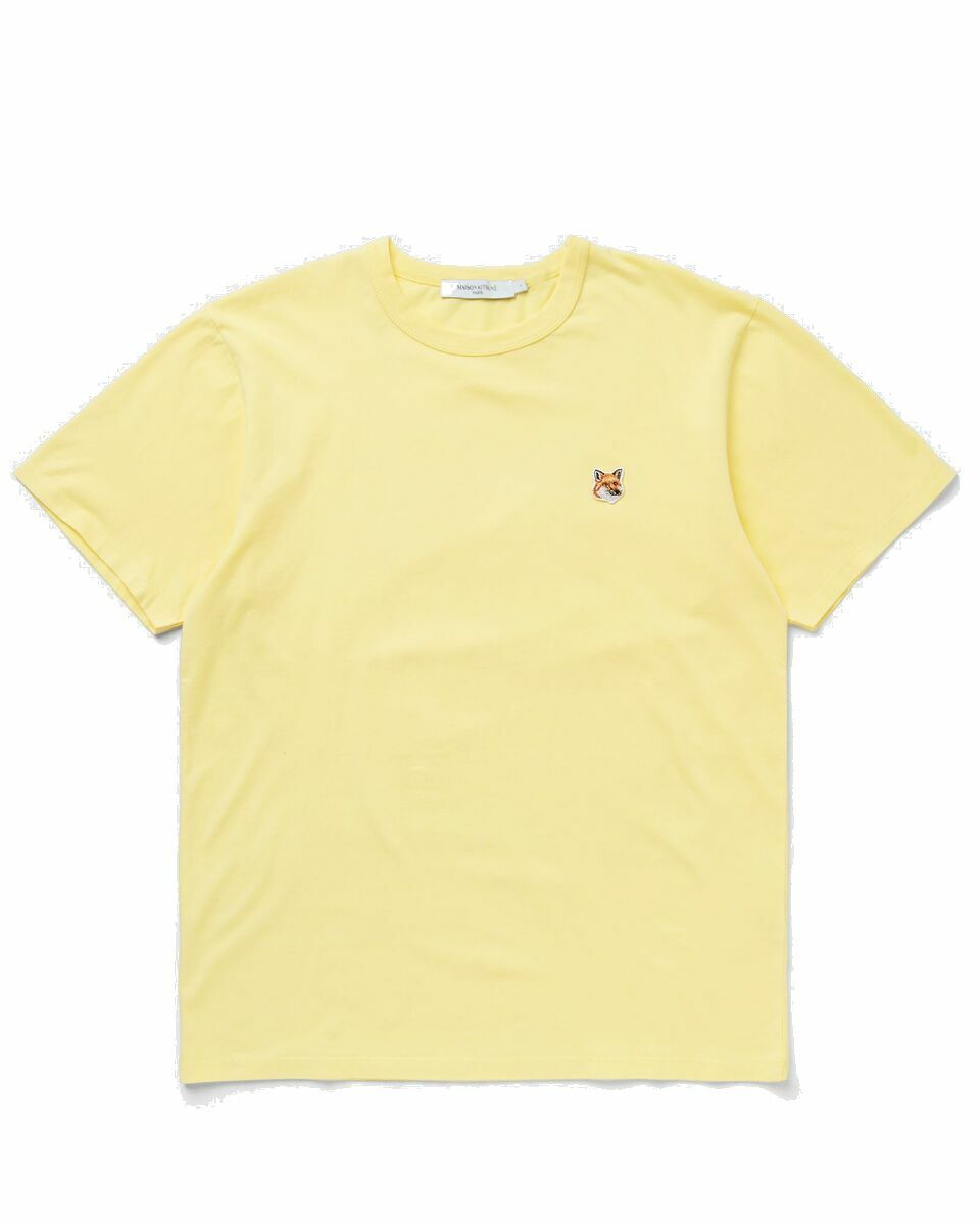 Photo: Maison Kitsune Fox Head Patch Classic Tee Shirt Yellow - Mens - Shortsleeves