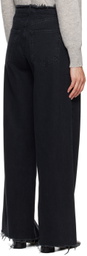 FRAME Black 'Le Low Baggy Wide Leg' Jeans