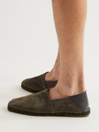 TOM FORD - Barnes Collapsible-Heel Leather-Trimmed Suede Espadrilles - Green