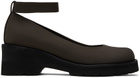 AMOMENTO Brown Round Toe Strap Ballerina Flats