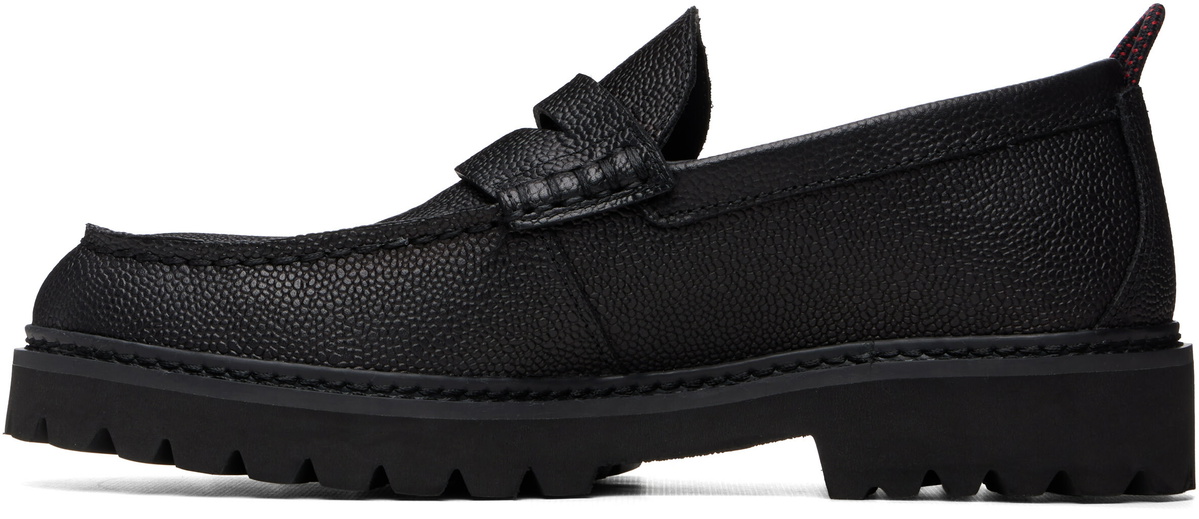 Hugo Black Grained Leather Lug-Sole Loafers