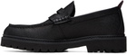 Hugo Black Grained Leather Lug-Sole Loafers