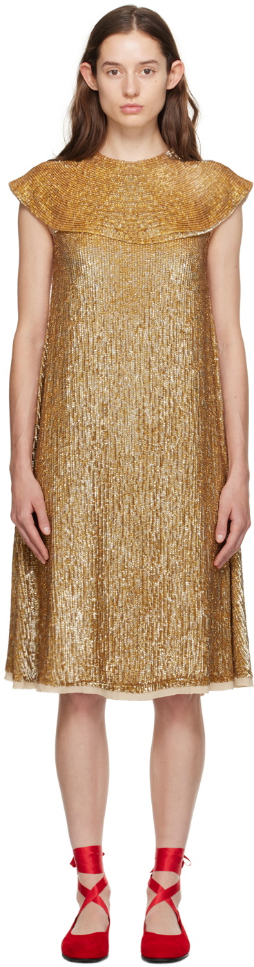 Bode Gold Bellvue Midi Dress