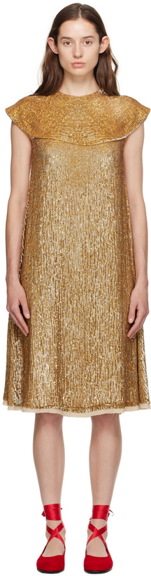 Photo: Bode Gold Bellvue Midi Dress