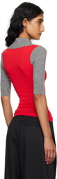 Kiko Kostadinov Red & Gray Larissa Knit Polo