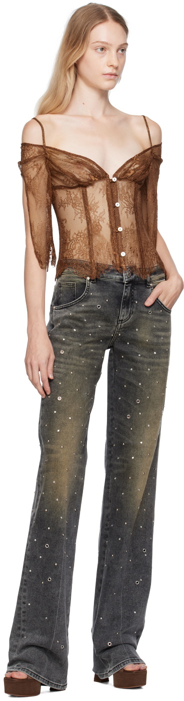 KIM SHUI Brown Off-Shoulder Blouse