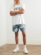 AMIRI - Straight-Leg Printed Silk-Twill Drawstring Shorts - Blue