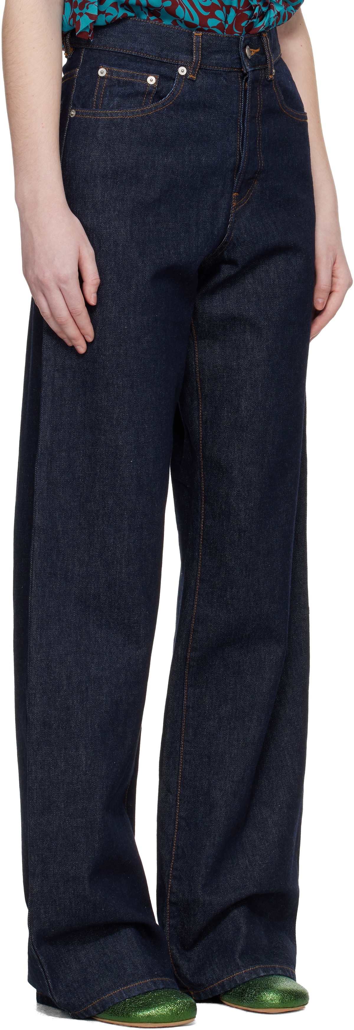 Dries Van Noten Navy Straight Leg Jeans