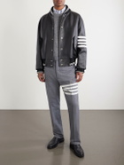 Thom Browne - Oversized Striped Leather Bomber Jacket - Black