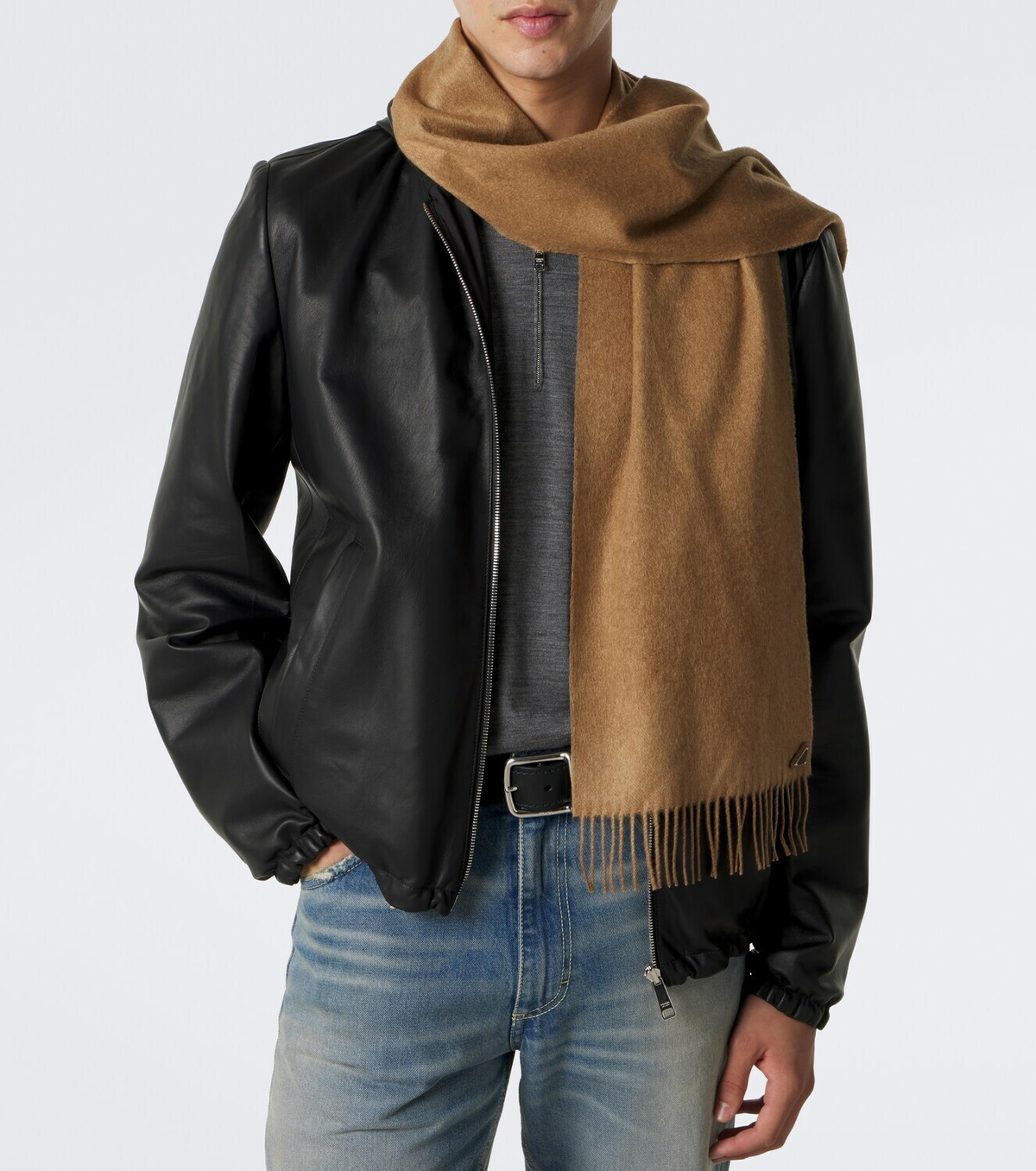 Prada Fringed silk and cashmere scarf