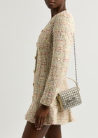 Self-portrait Micro Crystal-embellished Satin and Leather top Handle bag - Cream - One Size