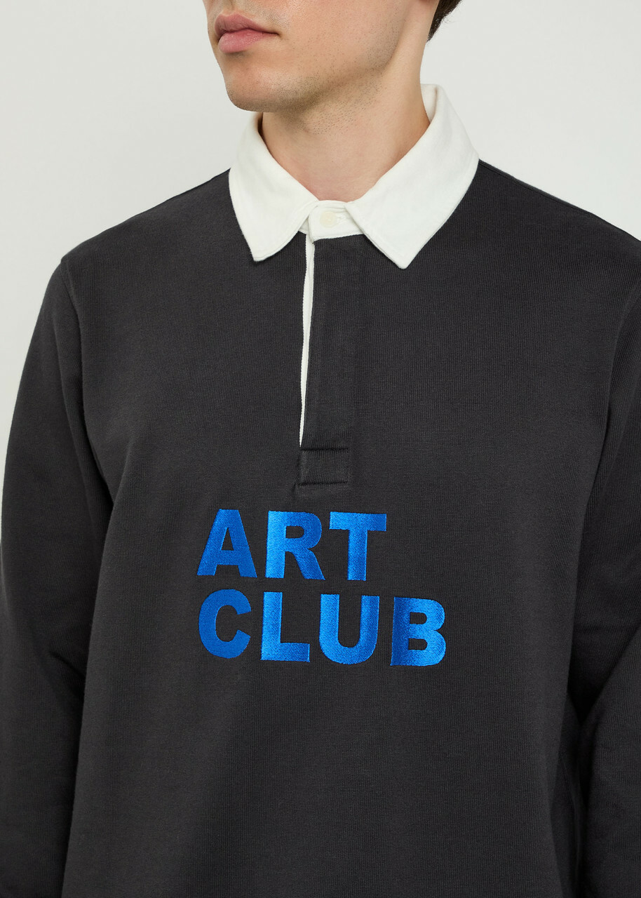 JW Anderson Art Club Embroidered Cotton Polo Shirt Black