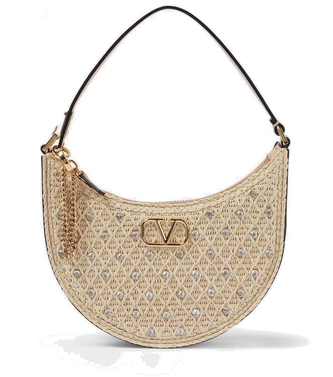 Valentino Garavani VLogo Signature raffia-effect shoulder