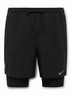 Nike Running - Run Division Stride Layered Dri-FIT and Stretch-Mesh Drawstring Shorts - Black
